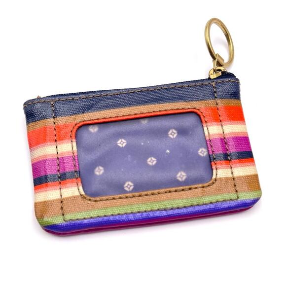 FOSSIL id card coin holder/pouch Zip Top multicolor stripes - Picture 8 of 9
